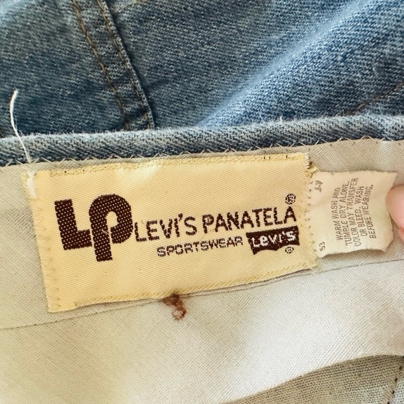 VINTAGE 1970s LEVI'S PANATELA BLUE DENIM JEANS WIDE FLARE LEG MADE in USA 38/30 - Picture 5 of 8